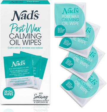 Nad'S Post Wax Calming Oil Wipes - Refill Pack With 20 Wipes, Wax Remover