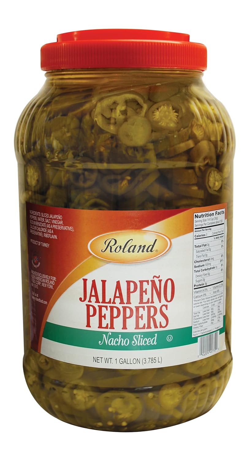 Roland Foods Nacho Sliced Jalapeno Peppers, Specialty Imported Food, 1-Gallon Jar