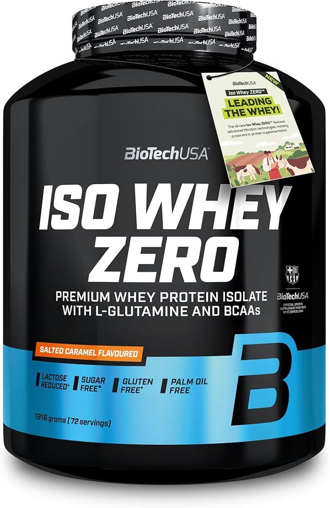 Biotechusa Iso Whey Zero | Premium Whey Protein Isolate | Grass-Fed | Enzyme-Free | Sugar- And Gluten-Free, 1816 G, Salted Caramel