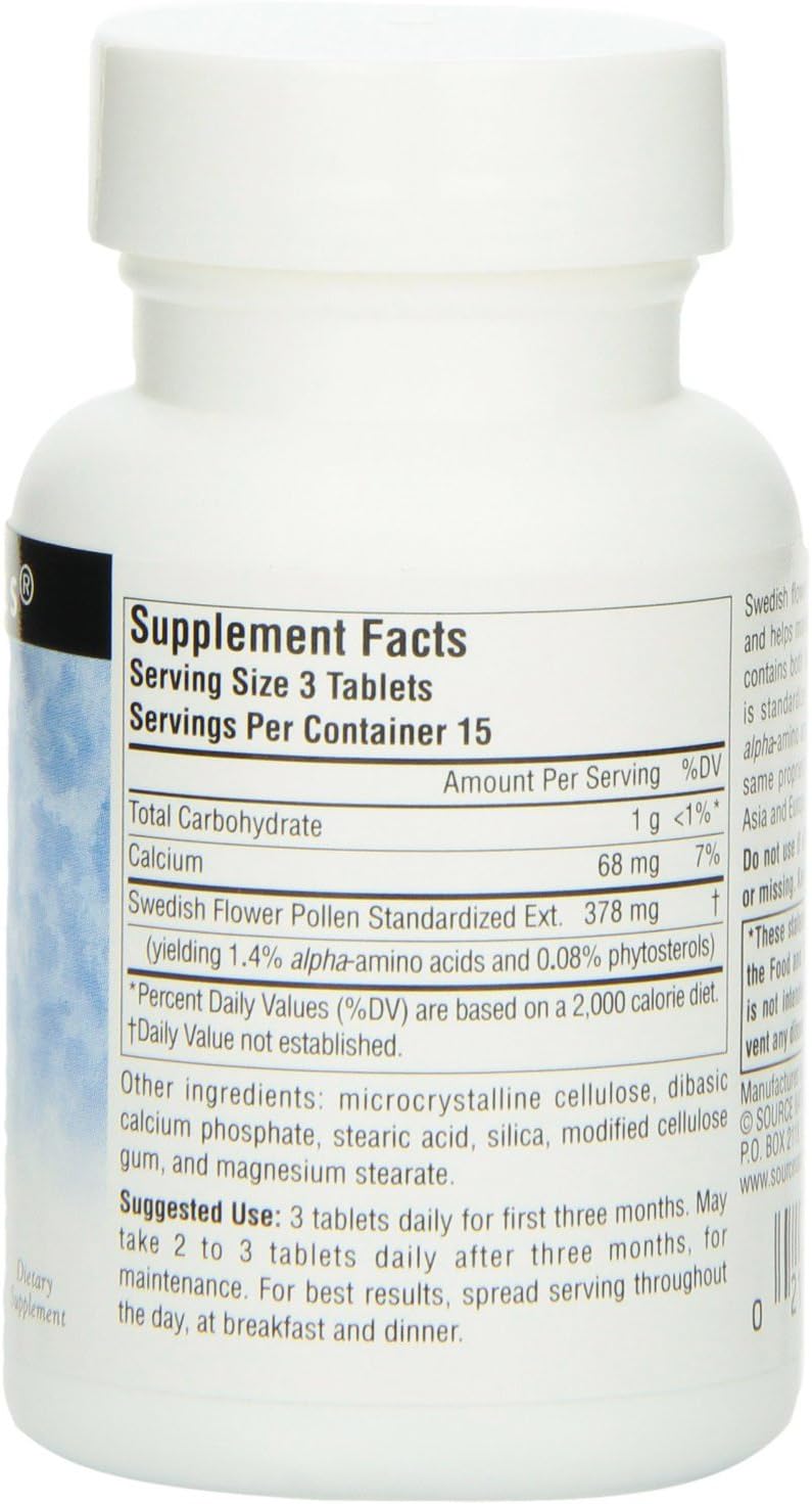Source Naturals Swedish Flower Pollen Extract Supplement, Supports Prostate Function and Healthy Urine Flow - 45 Tablets : Health & Household