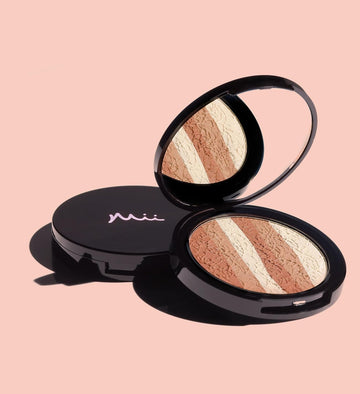 Mii Cosmetics Glamorous Trio Bronzing Face Finish, Bronzer And Highlighter Makeup, Face Palette For Contour & Highlight, Includes 3 Shades, Blendable & Buildable