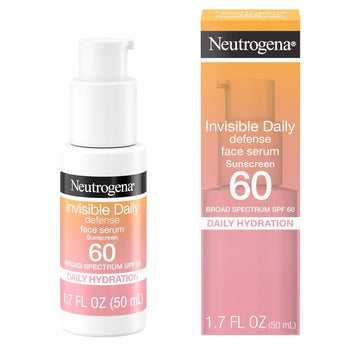 Neutrogena Invisible Daily Defense Face Serum with Broad Spectrum SPF 60+ to Help Even Skin Tone, Oil-Free, Non-Greasy, Antioxidant Complex for Environmental Aggressors, 1.7 fl. Oz