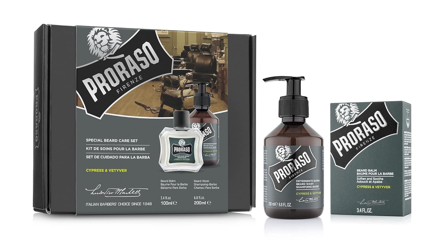 Proraso Beard Care Duo Kit For New Or Short Beards With Beard Balm And Beard Wash, Cypress & Vetyver