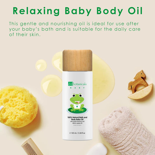 Dr Botanicals 100% Natural Bath And Baby Body Oil | With Sweet Almond, Nut Milk And Jojoba Oil 125Ml