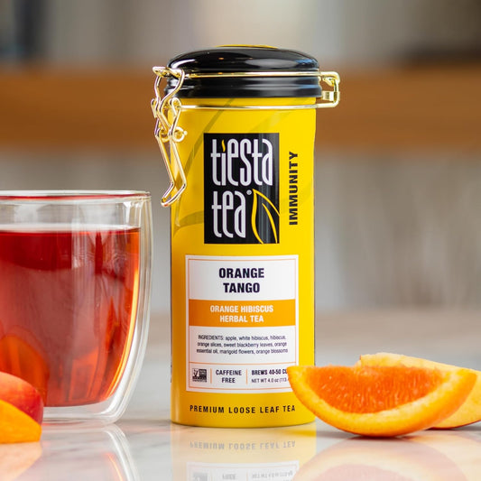 Tiesta Tea - Orange Tango | Orange Hibiscus Herbal Tea | Premium Loose Leaf Tea Blend | Non-Caffeinated Fruit Tea | Make Hot Or Iced & Up To 50 Cups | Made W/Natural Ingredients - 4Oz Refillable Tin