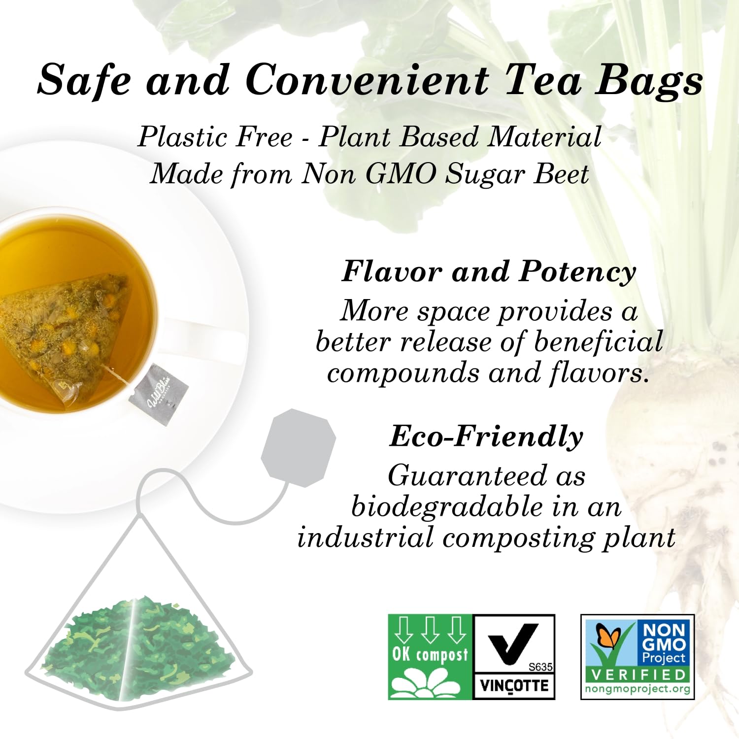 Wild Bliss Organic Chamomile Tea - Caffeine Free Calming Herbal Support - Pharmacopoeia Potency - 20 Plant Based Tea Bags