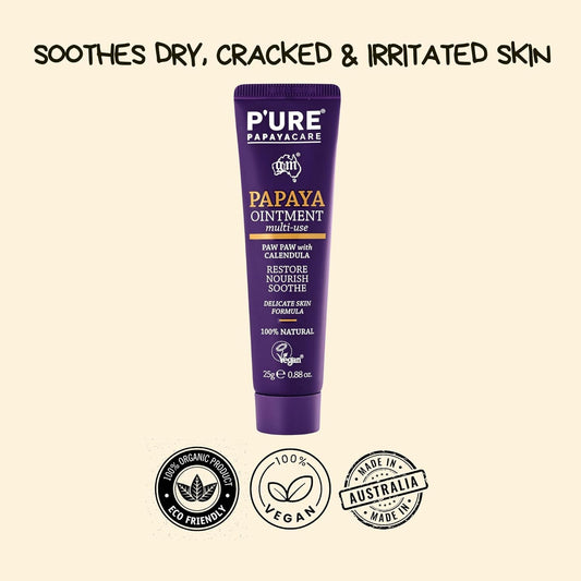 Paw Paw Ointment 25G – 100% Natural Papaya Balm, Multi-Purpose Cracked & Damaged Skin Repair | Organic Papaya Ointment For Eczema And Dry Skin - Made In Australia