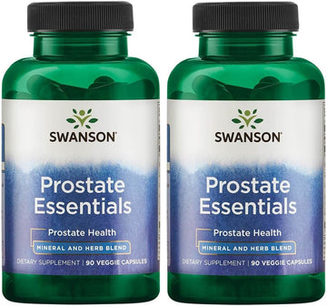 Swanson Prostate Essentials - Mineral And Herbal Supplement Promoting Prostate Health Support - Zinc Andsaw Palmetto Formula Aiding Urinary Tract Flow And Bladder Control -(90 Veggie Capsules) 2 Pack