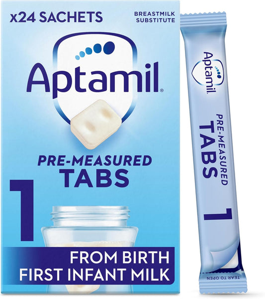 Aptamil 1 First Baby Milk Formula Pre-Measured Tabs, From Birth, 120 Tabs (Pack Of 4) - 1 Tab = 1 Scoop (23G)