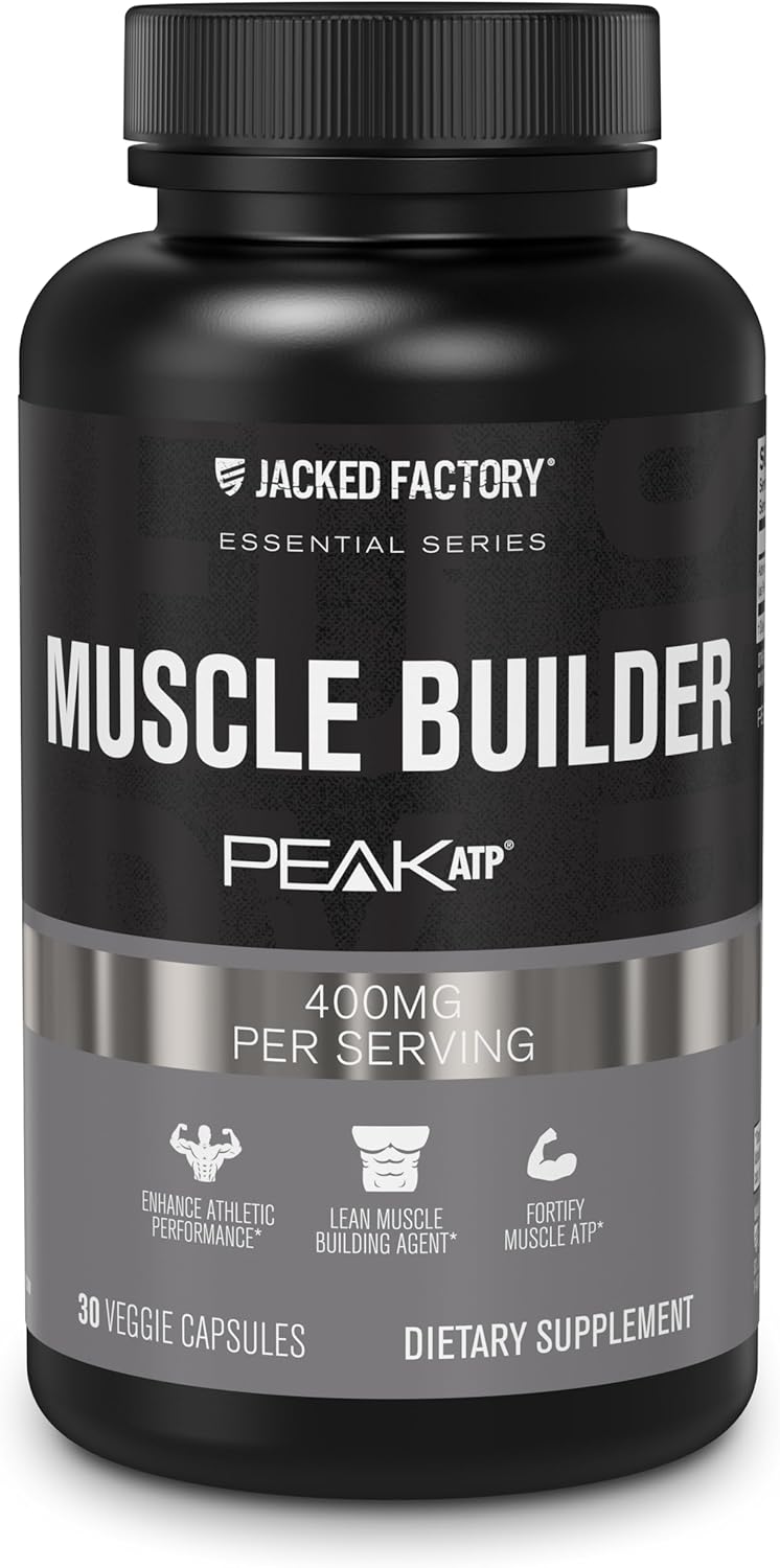 Jacked Factory Essentials Muscle Builder - Daily Muscle Builder For Men With Peak Atp To Support Lean Muscle Gain, Enhance Athletic Performance, & Fortify Atp Levels For Muscle Growth - 30 Capsules