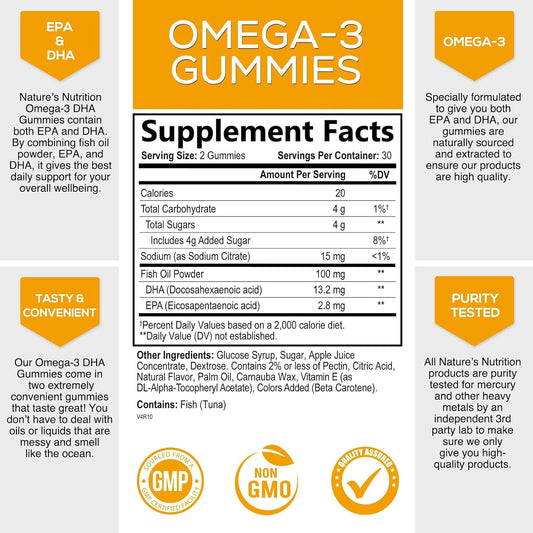 Omega 3 Fish Oil Gummies, Heart Healthy Omega 3 Supplement with High A