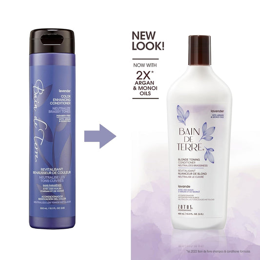 Bain De Terre Color Enhancing Conditioner | Lavender | Neutralizes Brassy Tones For Color-Treated Hair | Argan & Monoi Oils | Paraben Free | Color-Safe