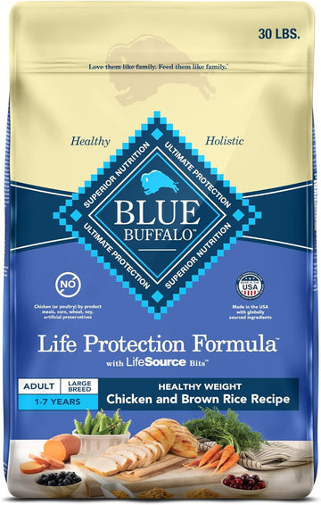 Blue Buffalo Life Protection Formula Healthy Weight Large Breed Adult Dry Dog Food For Weight Control, Made With Natural Ingredients, Chicken & Brown Rice Recipe, 30-Lb. Bag