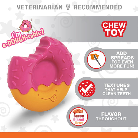 Nylabone Power Chew Donut Dog Chew Toy - Fun & Cute Dog Toys For Aggressive Chewers, Durable Dog Toys, Bacon Glazed Flavor, Medium/Wolf (1 Count)