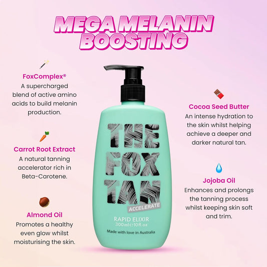 The Fox Tan Upsize Me Bundle, For Darker & Faster Tans, Creates Flawless, Long-Lasting Tan Skin, Vegan & Cruelty Free, 120Ml + 300Ml (2 Products)