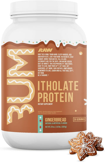 RAW Whey Isolate Protein Powder, Gingerbread (CBUM Itholate Protein) - 100% Grass-Fed Sports Nutrition Powder for Muscle Growth & Recovery - Low-Fat, Low Carb, Naturally Flavored - 25 Servings