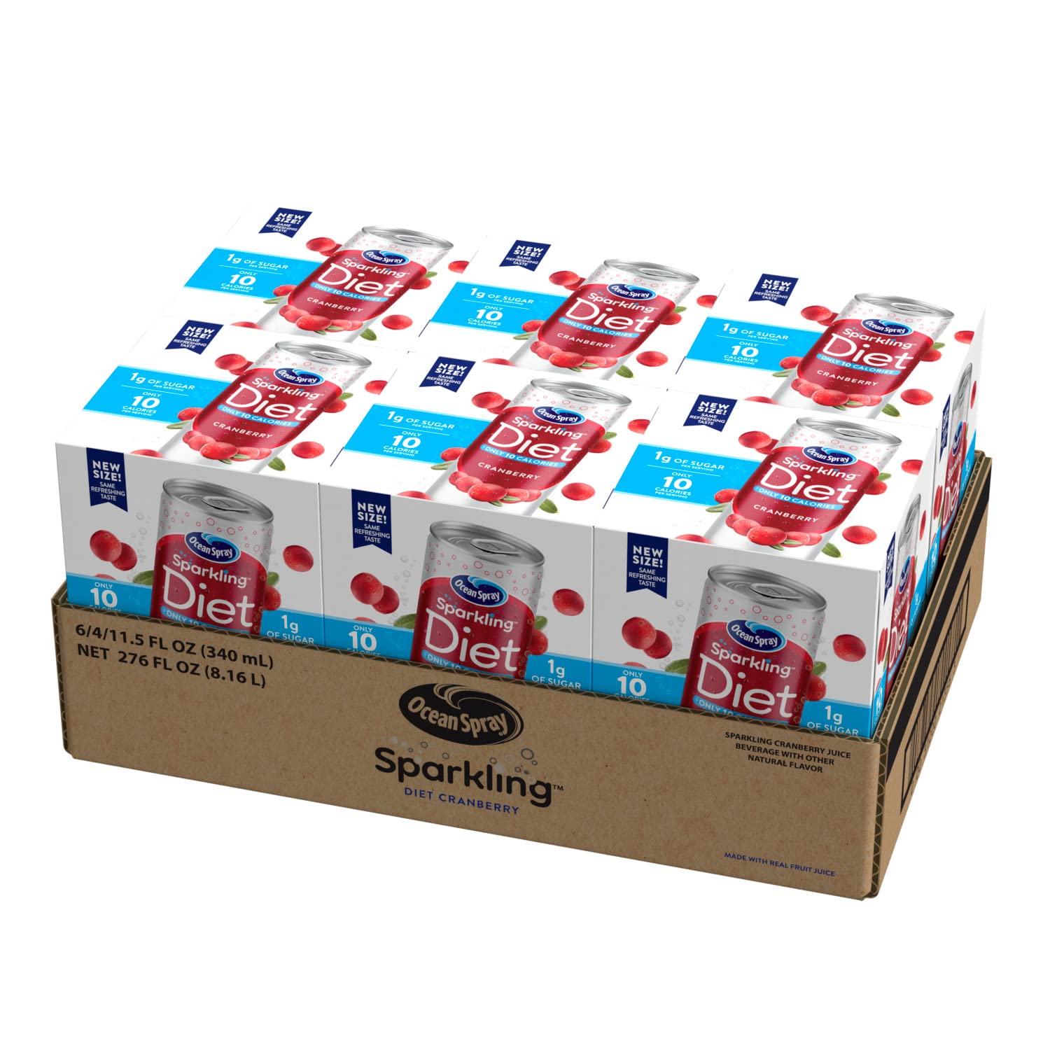 Ocean Spray® Sparkling Diet Cranberry Juice Drink, 11.5 Fl Oz Cans, 4 Count (Pack of 24) : Grocery & Gourmet Food