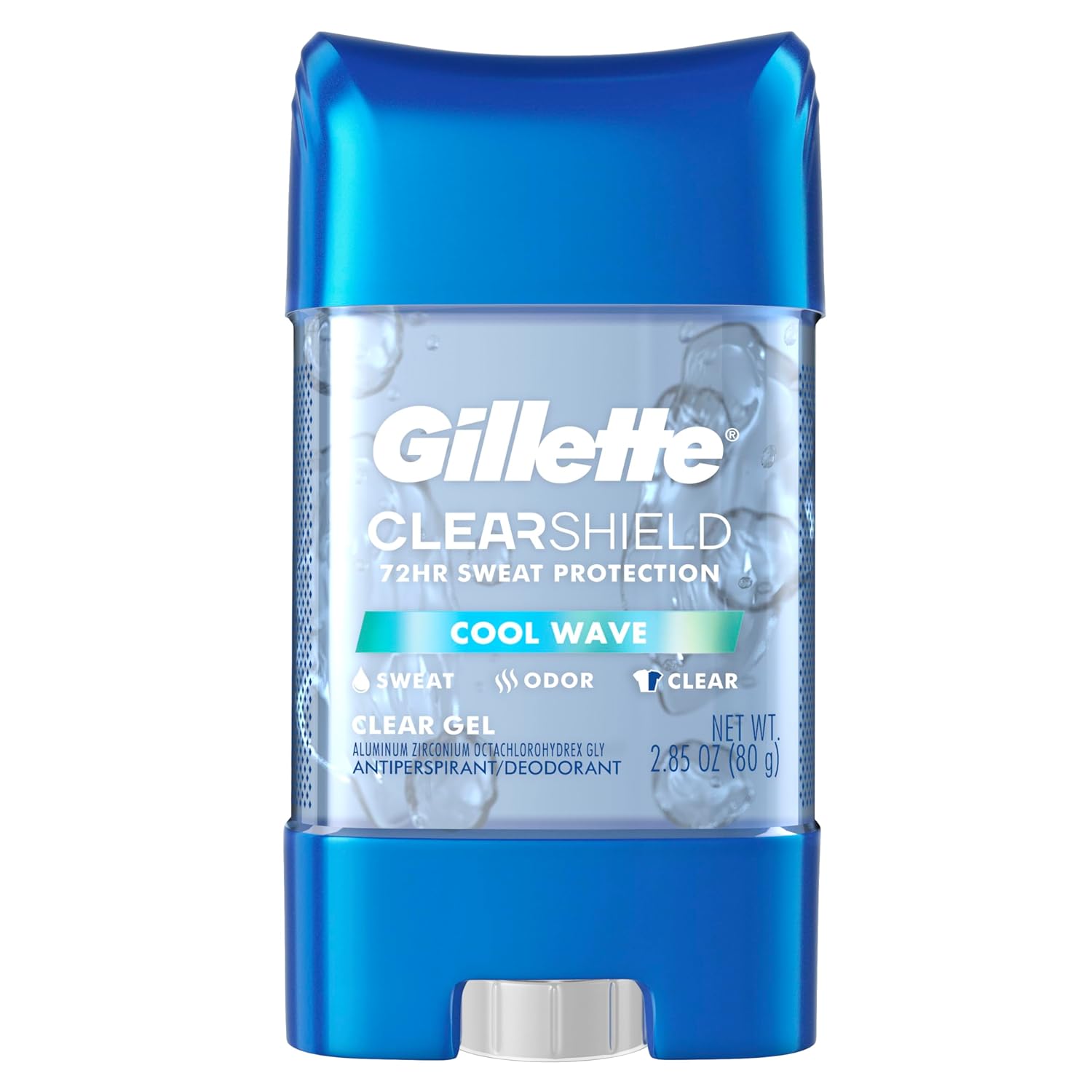 Gillette Antiperspirant And Deodorant For Men, Clear Gel, Cool Wave Scent, 2.85 Oz