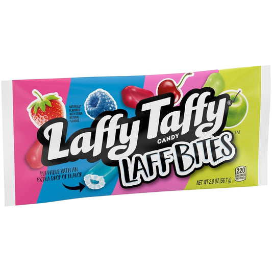 Laffy Taffy Candy, Laff Bites, Assorted Fruit Flavors, 2 Ounce Bags (Pack Of 24)