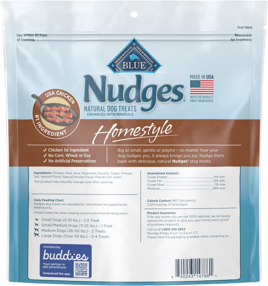 Blue Buffalo Nudges Homestyle Natural Dog Treats, Chicken And Bacon, 16Oz Bag