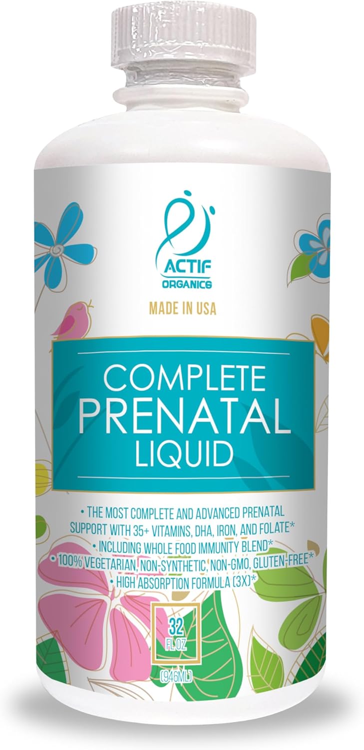 Actif Organic Complete Prenatal Liquid With 45+ Vitamins And Organic Herbs, With Dha And Choline, Non-Gmo, Made In Usa, 32Oz