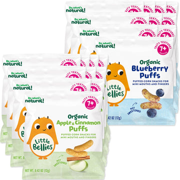 Little Bellies Organic Puffs Variety Pack, Blueberry & Apple And Cinnamon (Pack Of 18)
