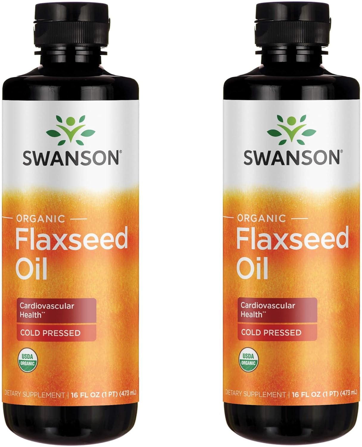 Swanson Organic Flaxseed Oil - Cold Pressed 14 G 16 Fl Oz Liq 2 Pack