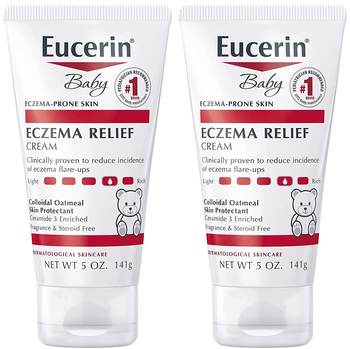 Eucerin Baby Eczema Relief Body Cream - Steroid & Fragrance Free For 3+ Months Of Age - 5 Oz. Tube (Pack Of 2)