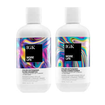 Igk Shampoo & Conditioner - More Life - Hair Color Extending Set - Adds Shine, Reduce Color Loss, Deep Cleansing Haircare Bundle - 2 Bottles - 8 Fl Oz Each