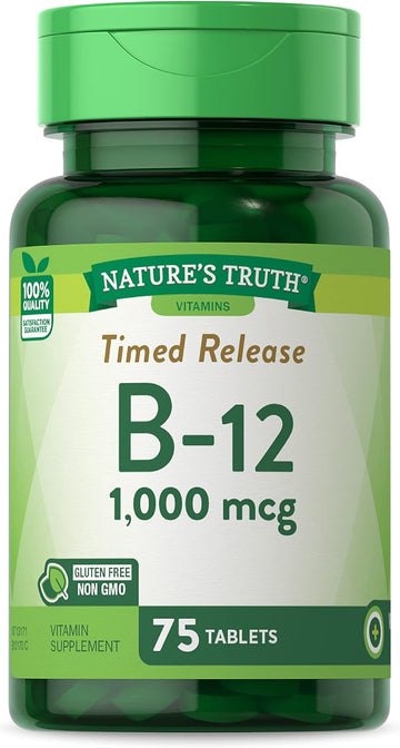 B12 Vitamin Supplement | 1000 Mcg | 75 Timed Release Tablets | Non-Gmo & Gluten Free | Nature'S Truth