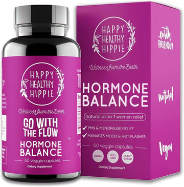 Happy Healthy Hippie Hormone Balance For Women - Pms Support Supplement & Menopause Supplements For Women | Mood Support, Bloating Relief, Pmdd | Black Cohosh, Chasteberry Supplement For Women, 60 Ct