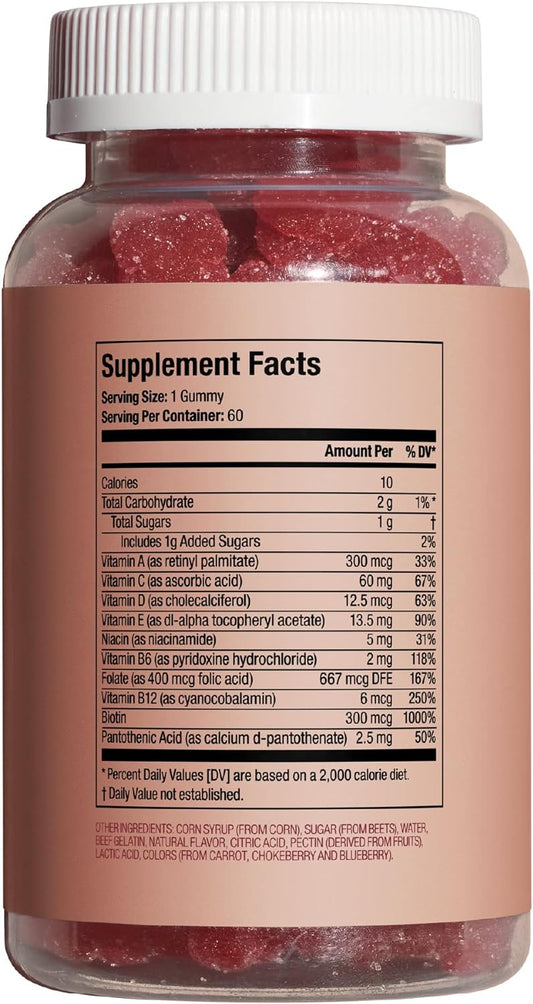 Hims & Hers Biotin Builder Gummy With Vitamins B12, B6 And D, Gluten Free, No Artificial Sweeteners Or Flavors, Wild Cherry , 60 Count