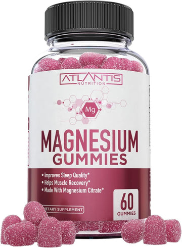 Magnesium Gummies - 770 Mg Magnesium Citrate - Promotes Calmness & Improves Sleep. Helps Muscles Recover & Relieves Cramps - 60 Vegan Gummies