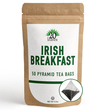 Irish Breakfast Black Tea - 50 Pyramid Tea Bags Sachets In A Resealable Bag