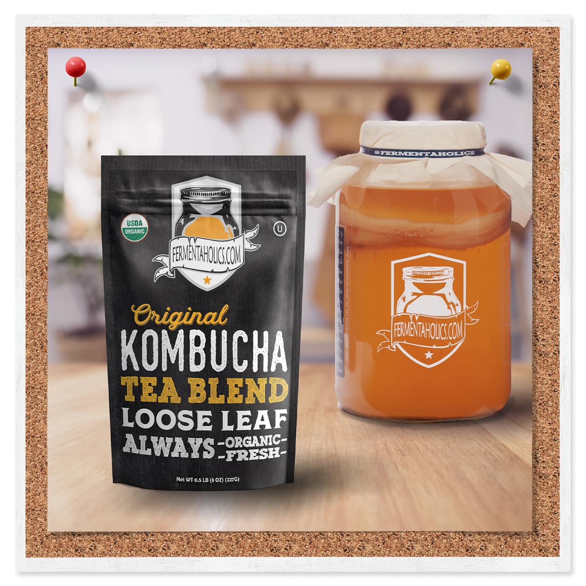 Fermentaholics Usda Certified Organic Kombucha Tea Blend 4 Oz | Makes 11 Gallons | Kosher Certified | Organic Black And Green Tea Blend | Loose Leaf