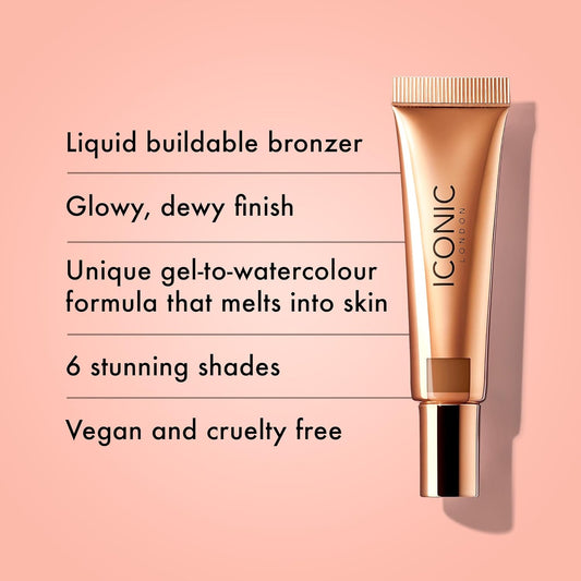 Iconic London Sheer Bronze - Liquid Bronzer For A Radiant And Luminous Skin, Spiced Tan, 12.5Ml