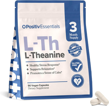 O Positiv L-Theanine Supplement, 200Mg Capsules - L Theanine Dietary Supplement For Mood & Focus - Supports Relaxation & Sense Of Calm - Vegan, Gluten-Free - 90 Servings, 3 Month Bulk Supply