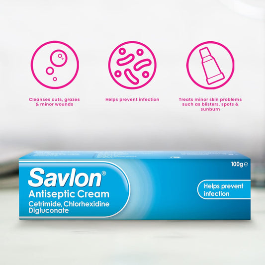 Savlon Burns & Scalds 0.25% W/W Cream (1 X 30G) & Savlon Antiseptic Cream (1 X 100G), Fast-Acting Relief, Soothing, Healing, Reduces Swelling And Discomfort, Essential First Aid Bundle (Pack Of 2)