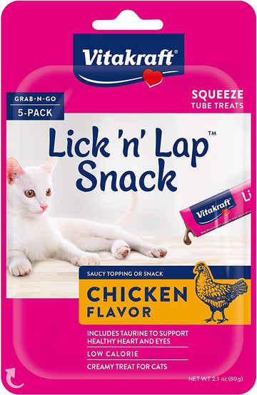 Vitakraft Lick 'N' Lap Creamy Cat Treat – Chicken – Great For Bonding – Low Calorie Interactive Wet Cat Treat? - 5 Pack