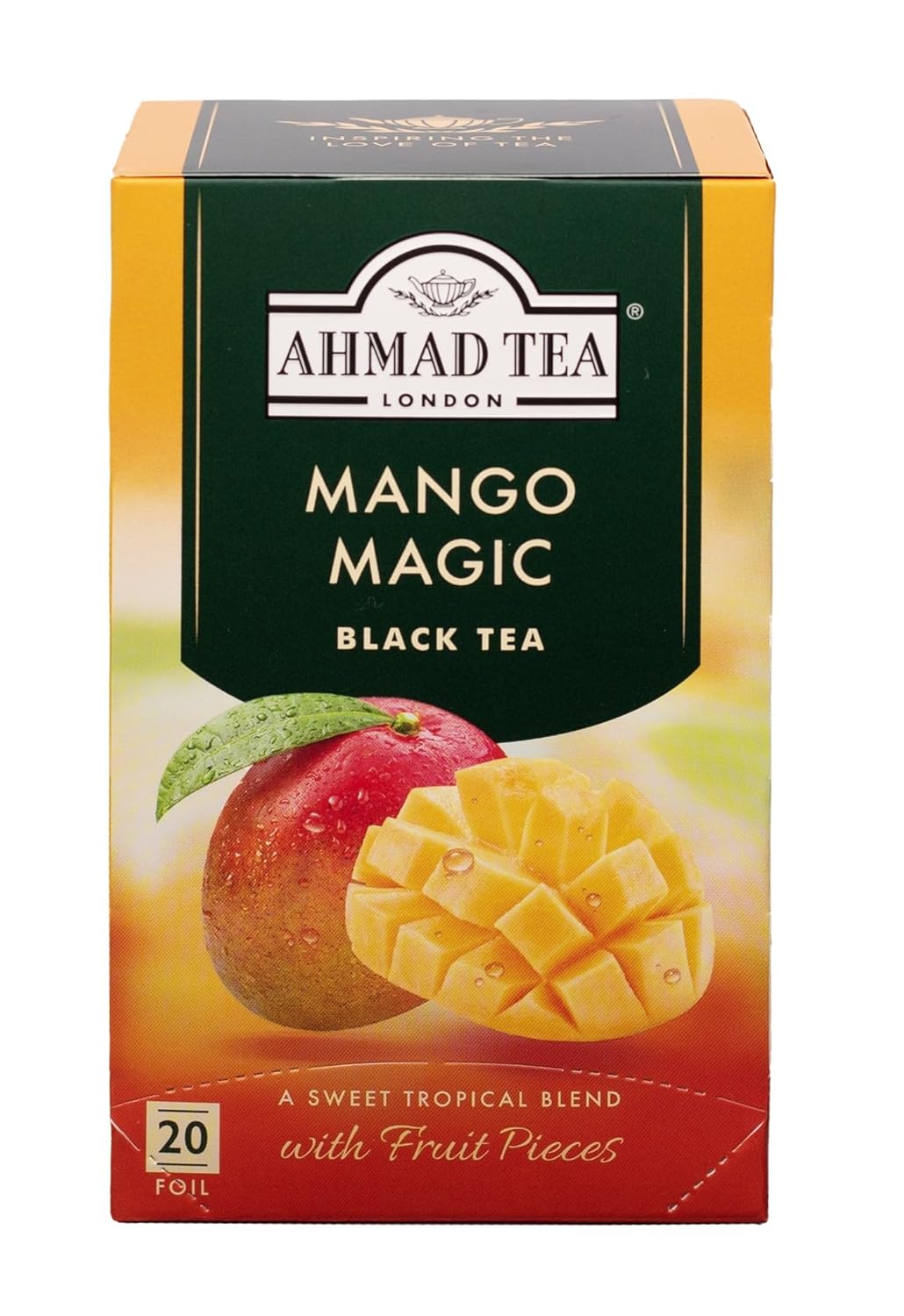 Ahmad Tea Mango Magic Black Tea, 20-Count Boxes (Pack Of 6)