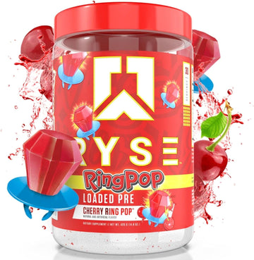RYSE Up Supplements Loaded Pre Workout Powder Supplement for Men & Women | Pumps, Energy, Focus | Beta Alanine + Citrulline | 390mg Caffeine | 30 Servings (Cherry Ring Pop)