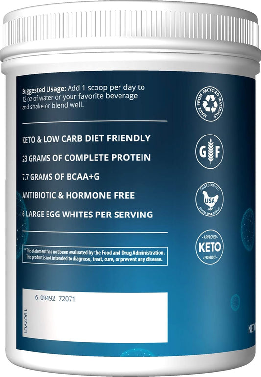 Mrm Nutrition Egg White Protein | Vanilla Flavored | 23G Fat-Free Protein | With Digestive Enzymes | Highest Biological Value | Clinically Tested | 10 Servings