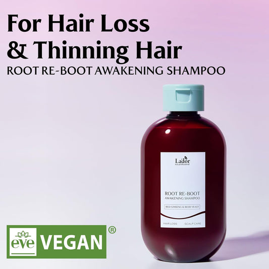 La'Dor Root Re-Boot Refreshing Hair Loss Relief Shampoo Awakening W/Biotin Red Ginseng & Beer Yeast - Shine, Deep Cleansing For Normal Hair, Korean Haircare 10Oz