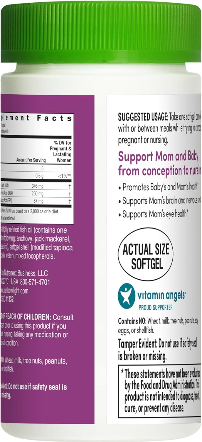 Rainbow Light Prenatal Vitamin, Omega-3 Fatty Acids & Prenatal DHA, Multivitamin for Women, Gluten Free, Promotes Baby's Brain Development & Eye Health, Easy To Digest, 60 Softgels : Health & Household