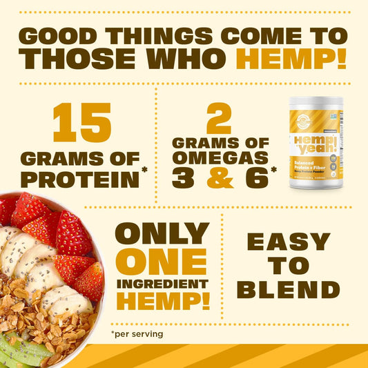 Manitoba Harvest Hemp Yeah! Balanced Protein + Fiber Powder, Unsweetened, 16Oz, With 15G Protein, 8G Fiber And 2G Omegas 3&6 Per Serving, Keto-Friendly, Preservative Free, Non-Gmo, Packaging May Vary