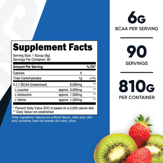 Nutricost Bcaa Powder (Strawberry Kiwi, 90 Servings) - Optimal 2:1:1 Ratio