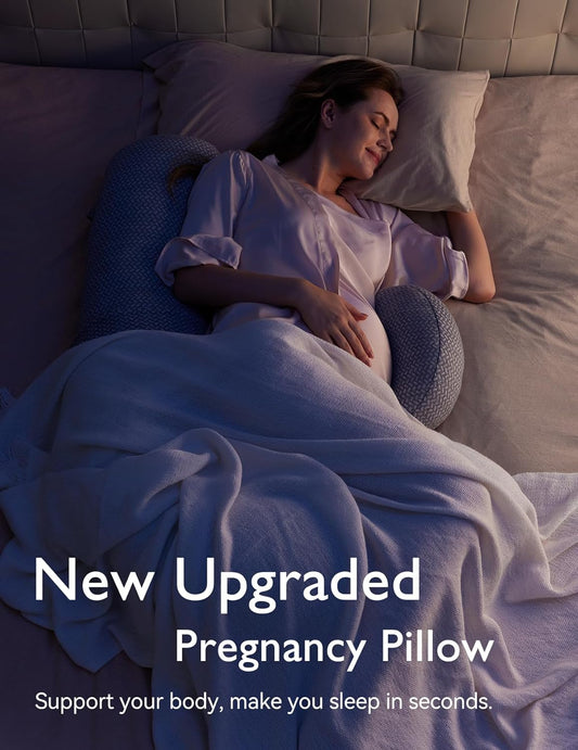 Momcozy Pregnancy Pillows, Original F Shaped Pregnancy Pillows For Sleeping With Adjustable Wedge Pillow, Full Body Support Maternity Pillow For Pregnant Women With Air Layer Cover, Grey