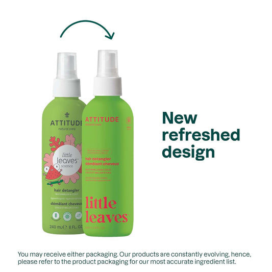 ATTITUDE Natural Hair Detangler Spray for Baby and Kids, EWG Verified, Plant- and Mineral-Based Ingredients, Hypoallergenic Vegan and Cruelty-free, Watermelon & Coconut, 8 Fl Oz : Beauty & Personal Care
