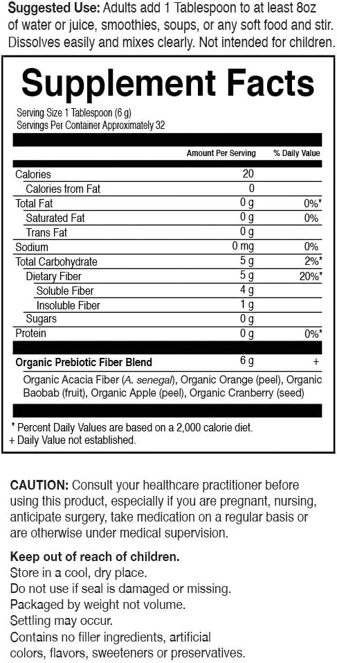 Garden Of Life Dr Formulated Organic Fiber Supplement Powder Unflavored, Sugar Free, Psyllium Free Prebiotic Superfoods, Constipation Relief And Hunger Control For Men And Women, 32 Servings : Health & Household