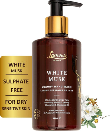 L'Amour Natural | White Musk | Luxury Hand Wash | Essential Oils | Sulphate Free | Gentle For Dry And Sensitive Skin | 250Ml